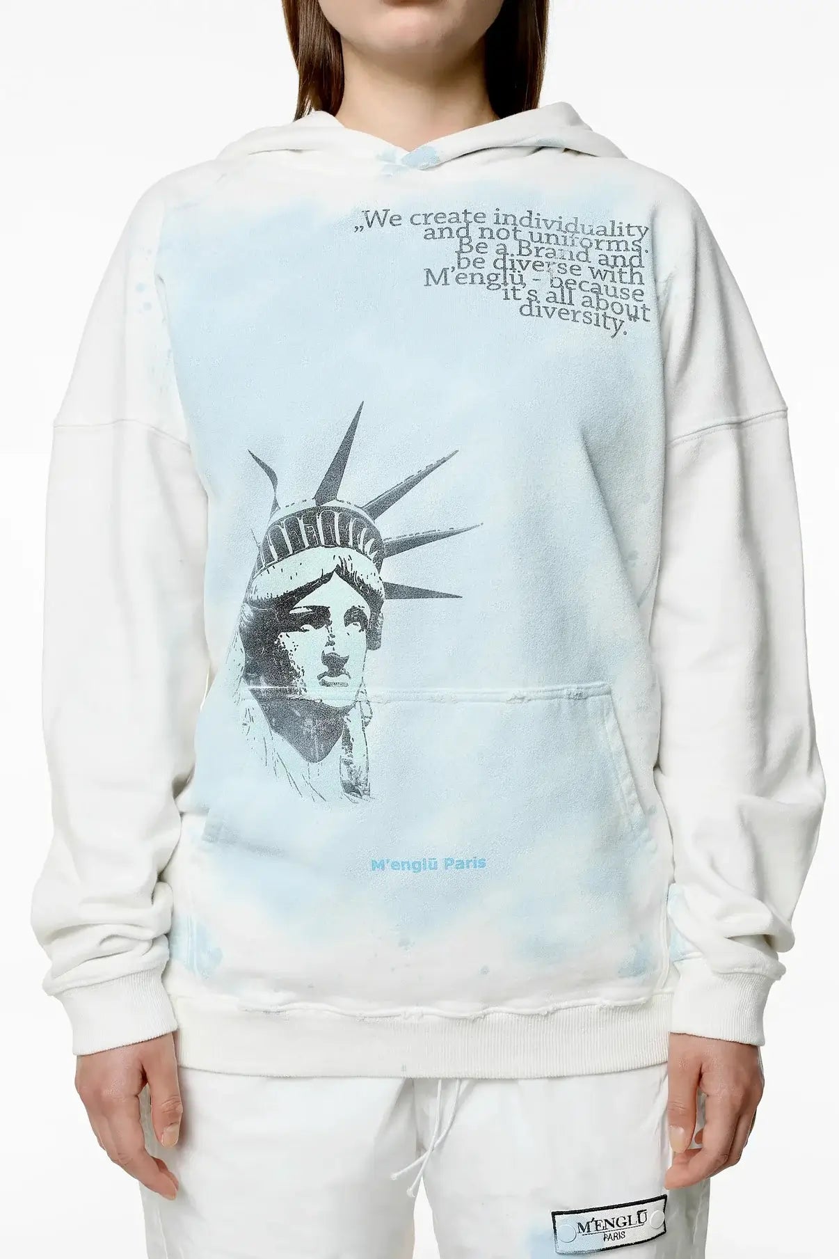 M'ENGLŪ LIBERTY OVERSIZED HOODIE / WHITE