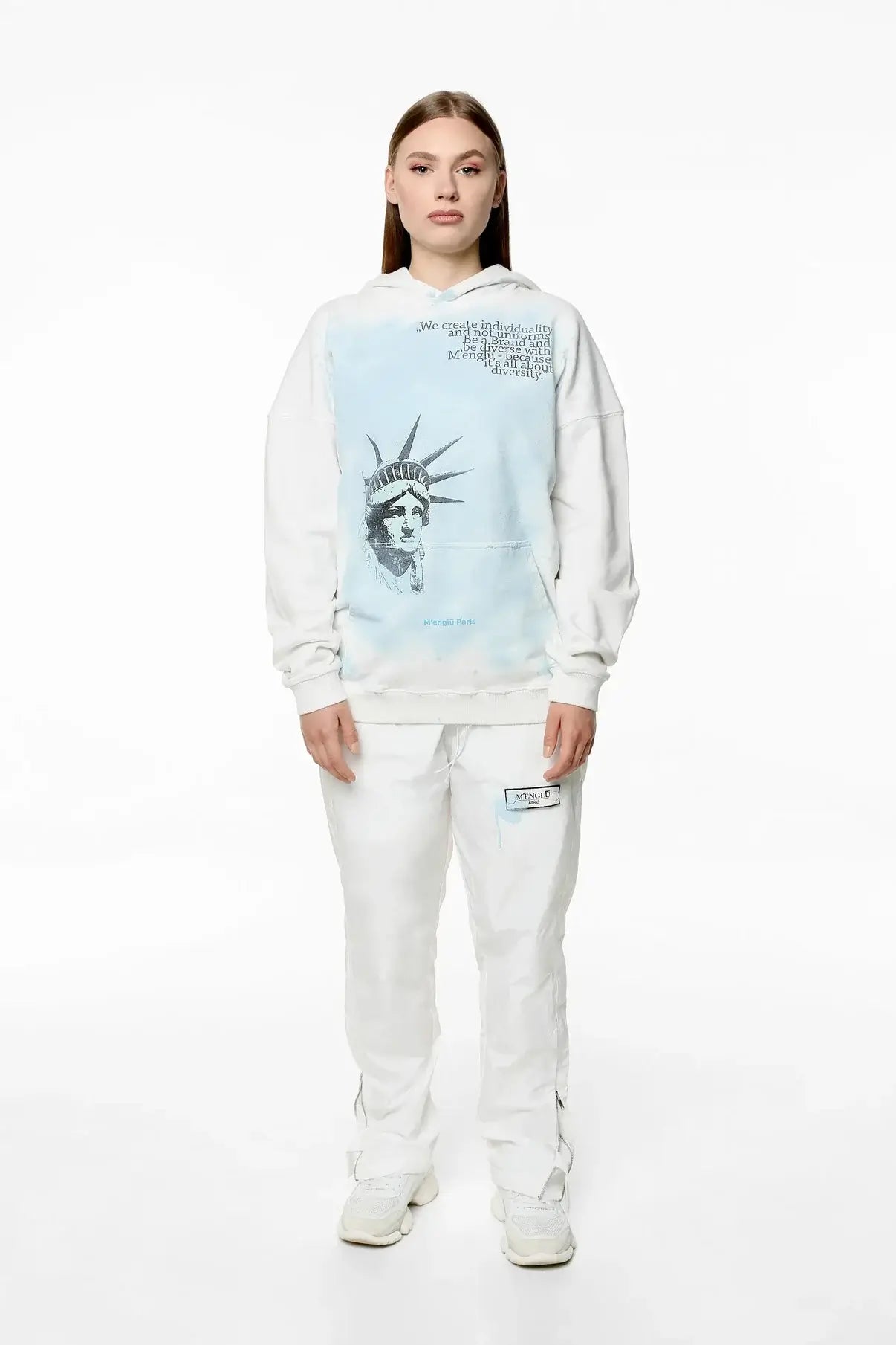 M'ENGLŪ LIBERTY OVERSIZED HOODIE / WHITE