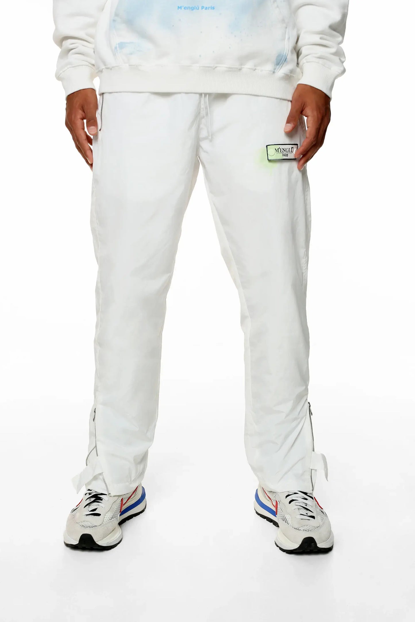 M'ENGLŪ LIBERTY TRACK PANTS / OFF-WHITE GREEN