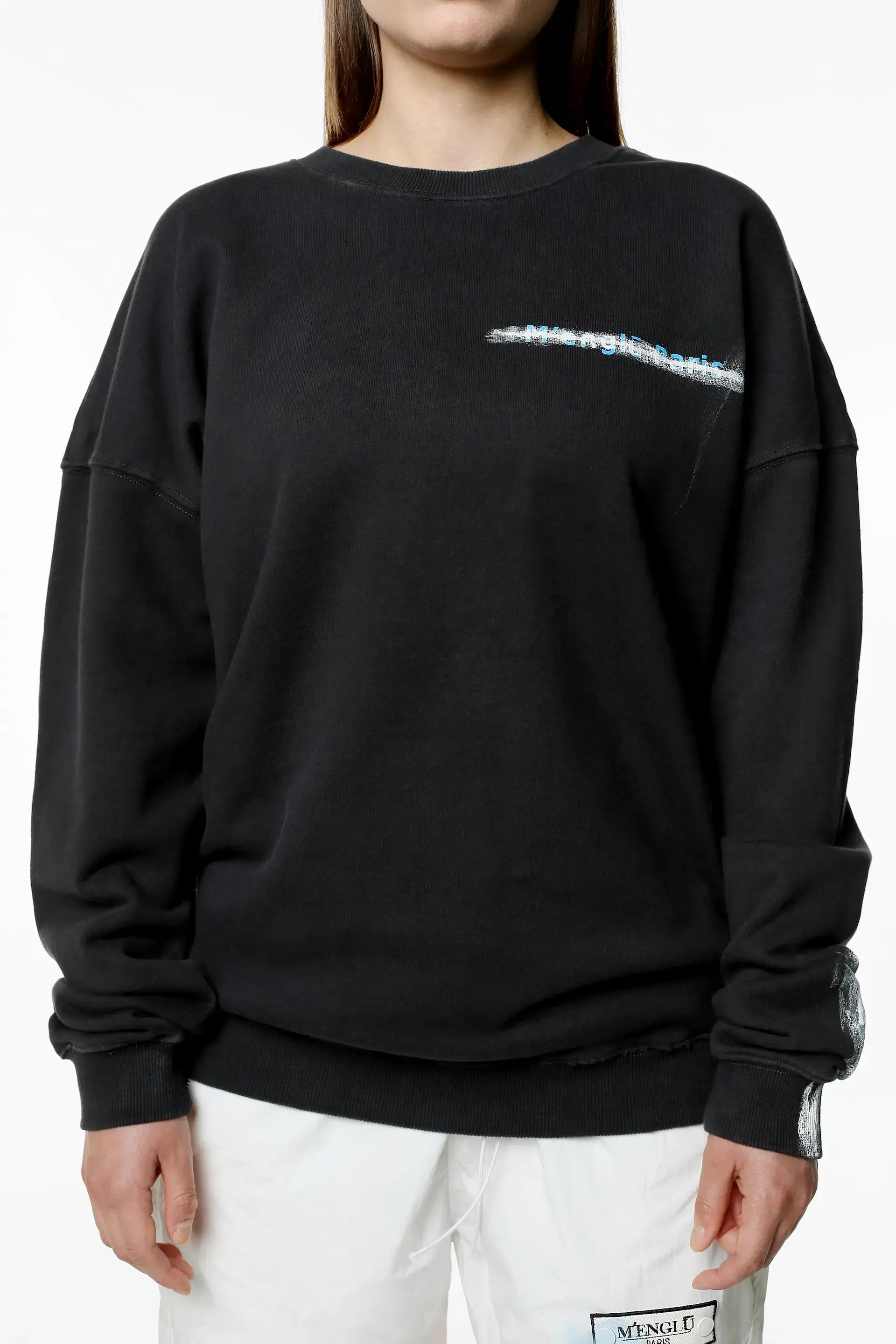 Black sweatshirt oversized sales